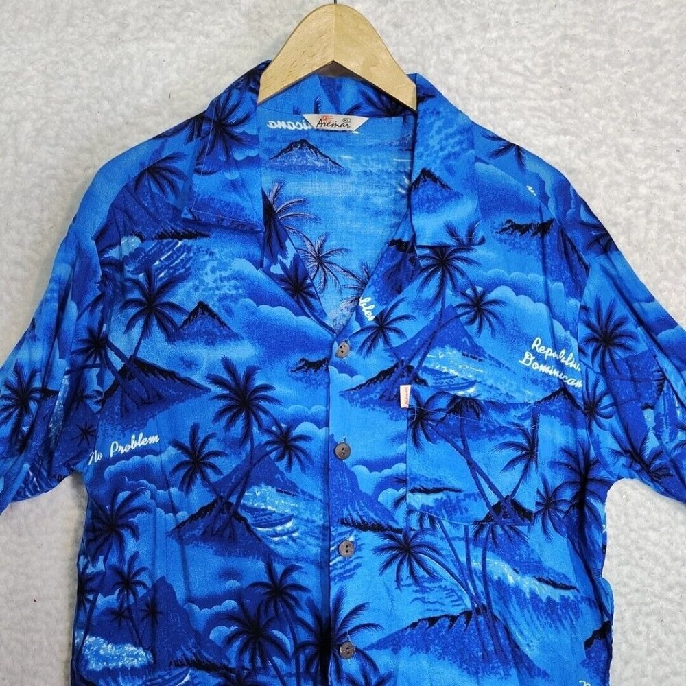 Aremar Hawaiian Tropical Shirt Blue Size XL